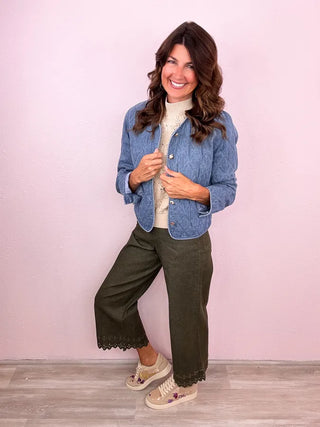 ENTRO Eyelet Wide Leg Denim