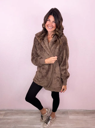 Teddy Bear Hooded Faux Fur Jacket
