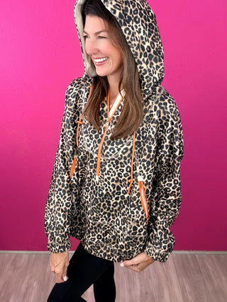 Leopard Oversized Brushed Texture Pullover Jacket