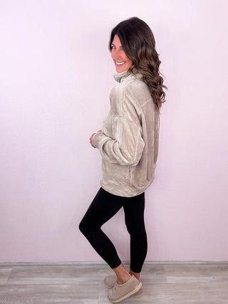 Faux Fur Half Zip Pullover