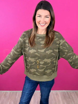 Now You See Her Thermal Camo Top