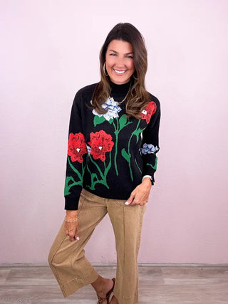 Bold Blooms Sweater