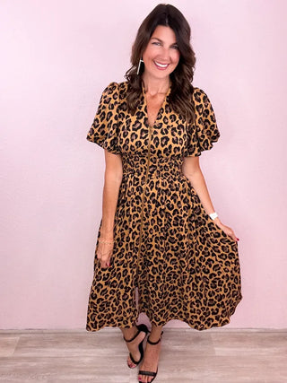 Leopard Luxe Midi Dress