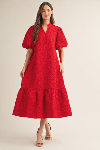 Gracefully Yours Midi Dress (Red)