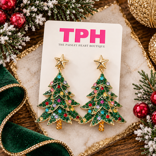 Christmas Tree Rhinestone Dangle Earring