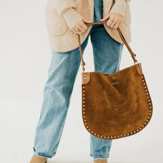 Pretty Simple | Rosalie Rivet Suede Hobo Bag