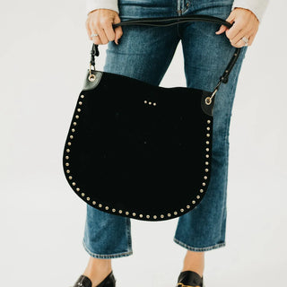 Pretty Simple | Rosalie Rivet Suede Hobo Bag