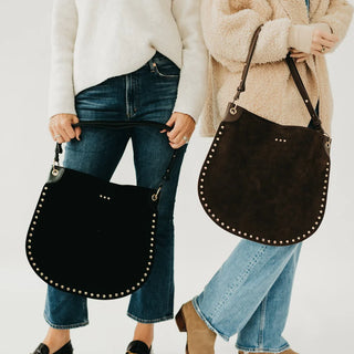 Pretty Simple | Rosalie Rivet Suede Hobo Bag