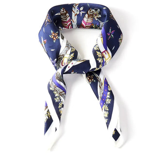 Feather & Belt Print Silk Bandana Scarf